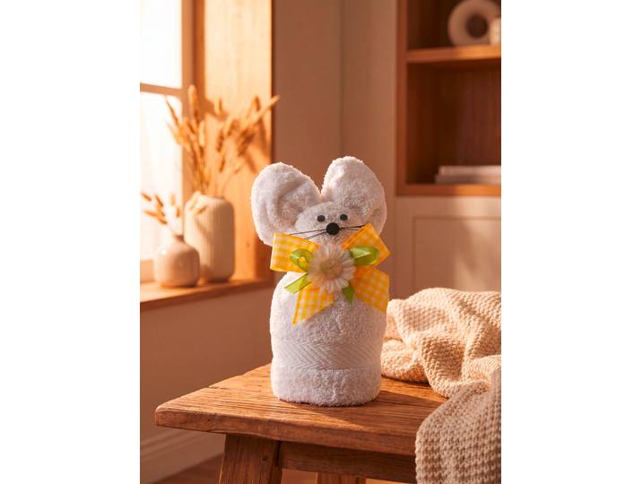 Frottier-Frühlingsmaus in kuschelweicher Qualität, Weiss