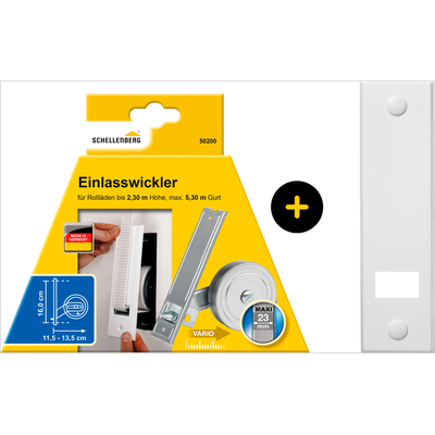 Einlass-Gurtwickler SCHELLENBERG "Unterputz, inkl. Abdeckplatte weiß", weiß, 1 Stk., Gurtwickler, 16 cm Lochabstand für das Rollladensystem Maxi