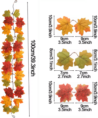 Inspire Picks Artificial Maple Leaf Garland Autumn Vine Decor For Thanksgiving & Halloween 1m Style J