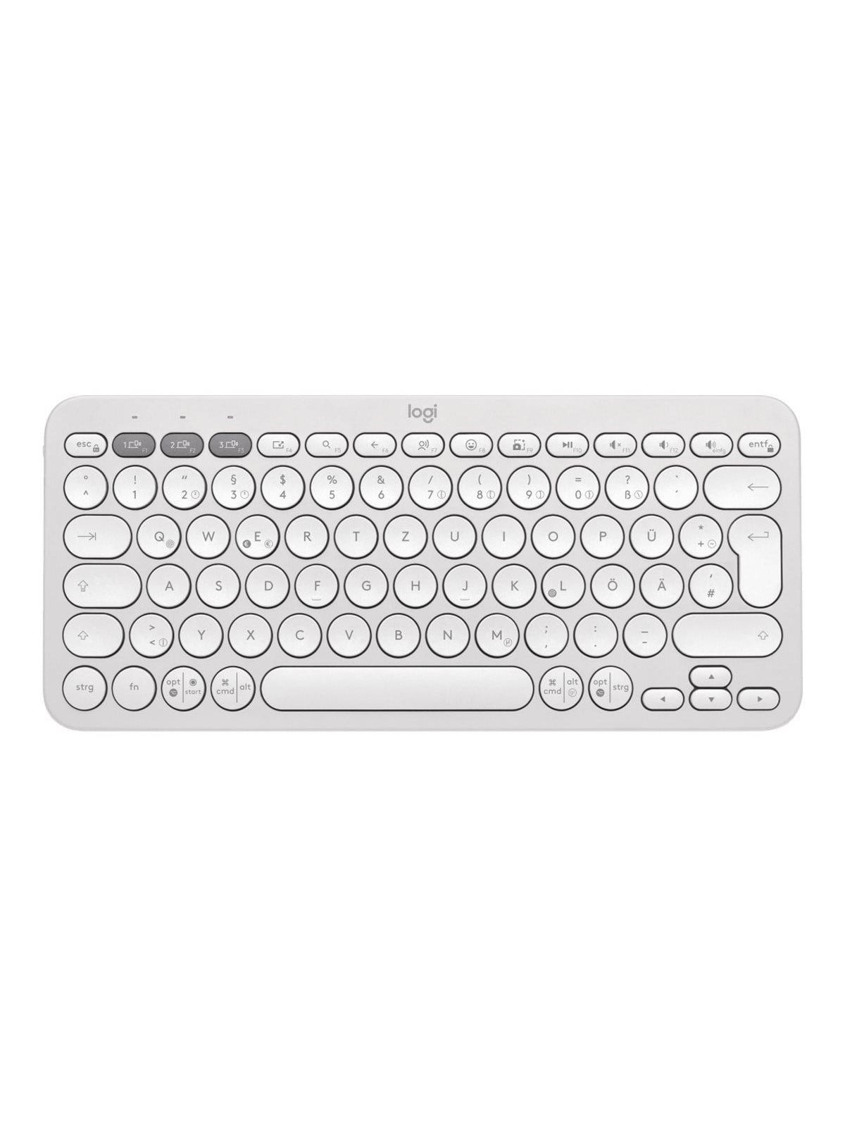 Logitech Pebble Keys 2 K380s Wireless Keyboard - Tonal White - Tastatur - 60% - Deutsch - Weiss