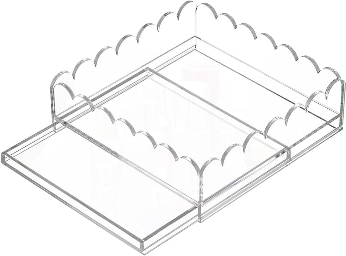Transparante acryl decoratieve schaal met lade voor hobby-opslag, 23 cm
