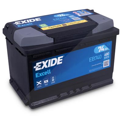 Exide Excell EB740 Starterbatterie 74Ah 680A [Hersteller-Nr. EB740] für Plymouth, Lada, Bentley, Nsu, Rover, Jeep, Volvo, Lifan, Man, Audi, Vauxhall,