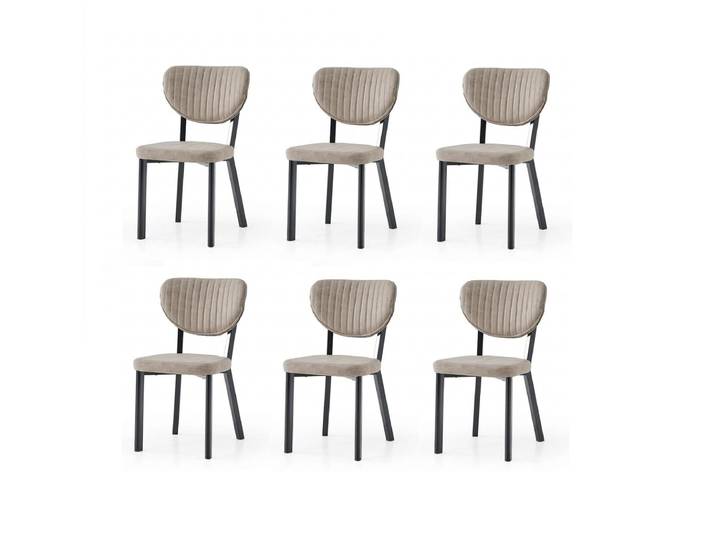 JVmoebel Esszimmerstuhl Stuhl-Set 6x Stuhl Beige Bequem Modern Stilvoll Weich Klassisch, Made in Europa