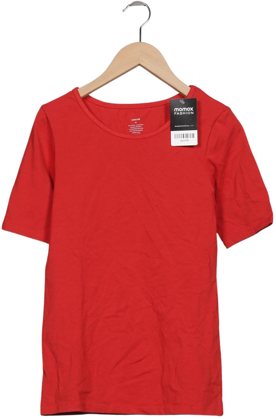 Turnover Damen T-Shirt, Rot, Gr. XS, Elasthan / Baumwolle - Second Hand