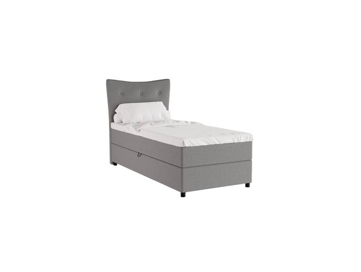 Homesy Boxbett Nevada 90x200 cm Polsterbett mit hochwertiger Bonell-Matratze und Topper - grau, Grau, Holz, Mode, 90x200 cm, Schlafzimmer, Betten, Boxspringbetten