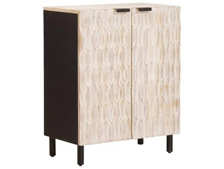 KGHFDVB Sideboard 60 x 33 x 75 cm Massivholz Mango Mit Eisenbeinen, Scharniertüren, Tassengriffen, für Esszimmer, Wohnzimmer