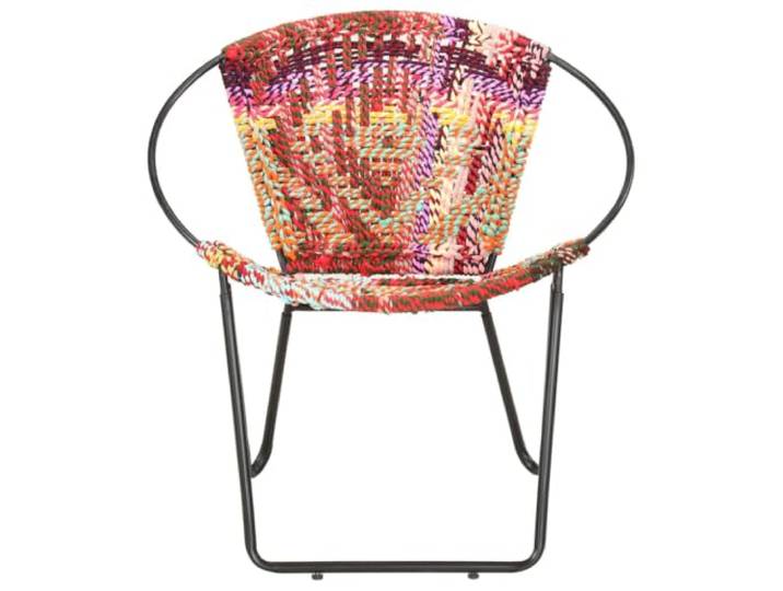 KTHLBRH Acapulco Stuhl Mehrfarbig aus Chindi Stoff mit Stahlrahmen Ring-Design, 100% Baumwolle, handgeflochten, stabiler Rahmen, Innen- und Außenbereich, ergonomische Sitzfläche