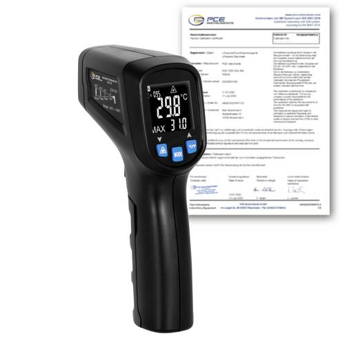 PCE Instruments PCE-770-ICA Infrarot-Thermometer kalibriert (ISO) Optik 12:1 -50 - 400°C Berührungslose IR-Messung, Pyrometer