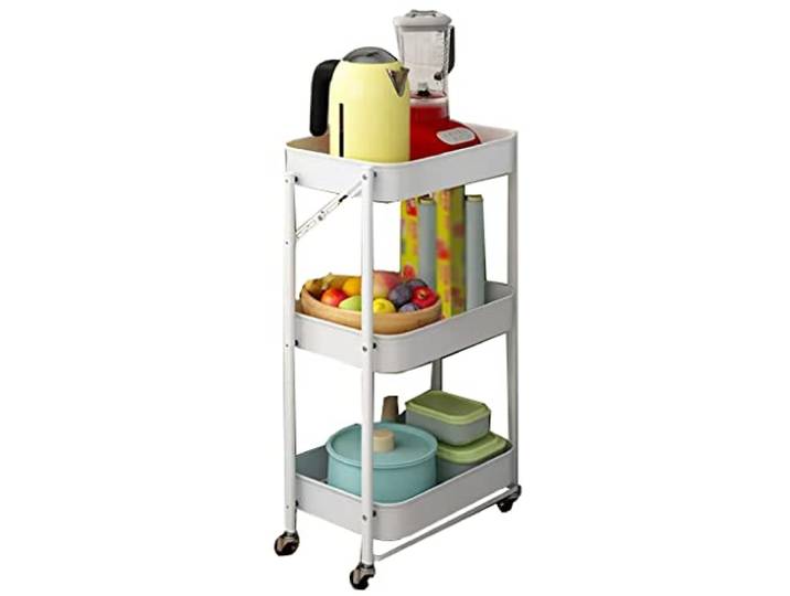 3-stöckiger Wagen mit ausziehbarem Regal Küche Bad schmale Bereiche(/White)