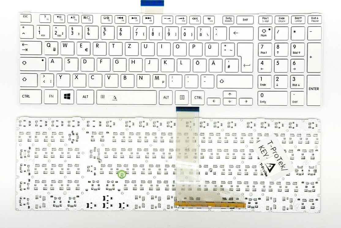 T-ProTek Wit toetsenbord zonder achtergrondverlichting, Duits toetsenbord layout, compatibel met 9Z.N7USV.M0G