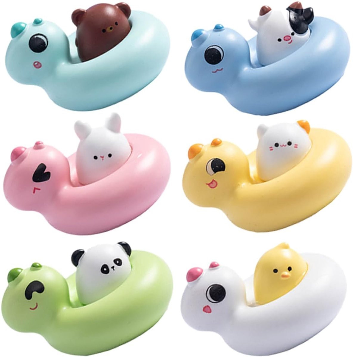 Set van 6 Miniatuur Dierenbeeldjes voor Microlandschap Decoratie in Gemengde Kleuren