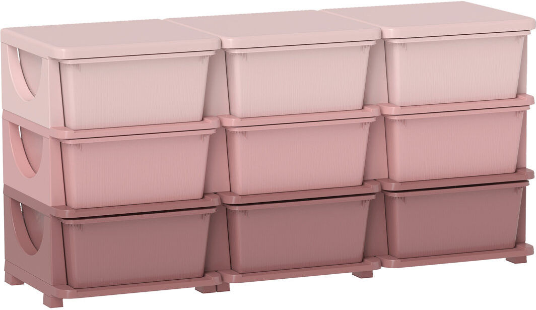 Zoomie Kids HOMCOM Kids Storage Units with Drawers 3 Tier Chest Dresser Tower Pink 56.5;56.5cm H X 113cm W X 37cm D
