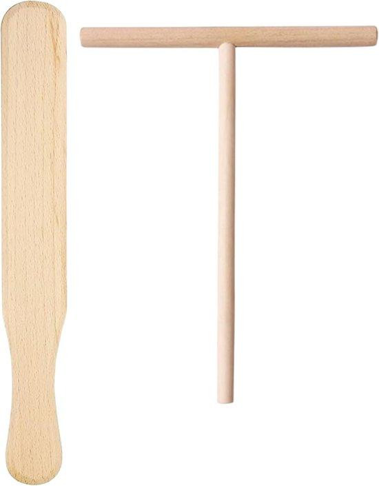 Famanu Pannenkoeken-set van beukenhout, 2-delig, inclusief deegdispenser en spatel voor crêpes en pannenkoeken
