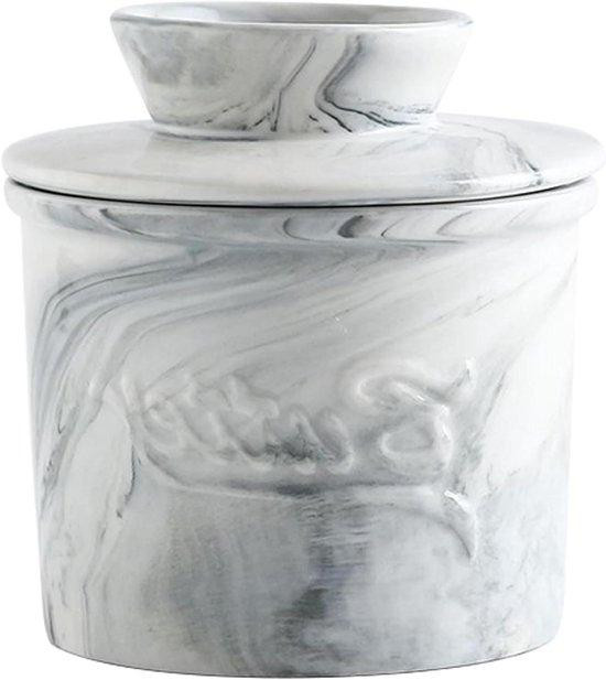 Franse Botervloot van Keramiek met Deksel - Wit - 10 x 10 cm