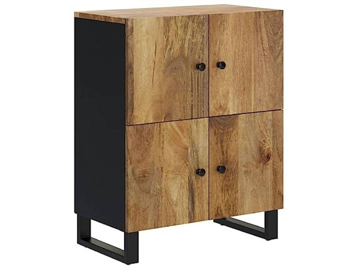 Kaorsrow Sideboard Massivholz Mango Kommode 60x33x75 cm mit Eisenbeinen Kompakter Anrichteschrank aus echtem Mangoholz für Flur und Wohnzimmer mit stabiler Eisenkonstruktion.