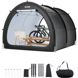 VEVOR Fahrradzelt, 5 Fahrräder, geräumige Fahhrradgarage mit belüftetem Fenster, fächerförmiges Fahrradschuppe mit hochfestem Fiberglas & Doppelreißverschlüssen, 1706x2133x2438mm