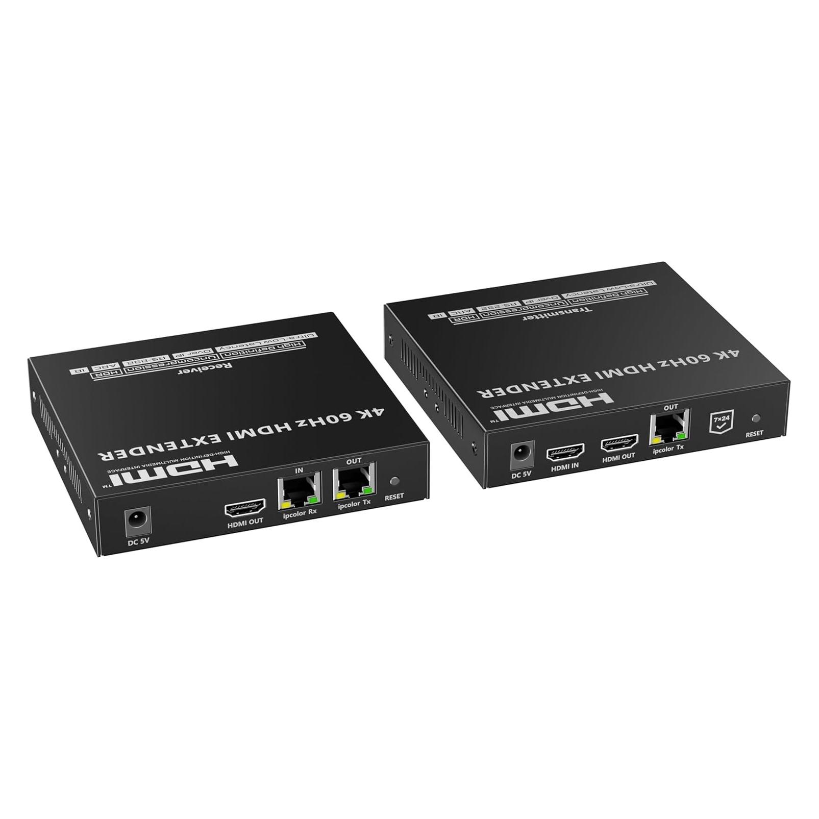 PremiumCord Professional Uncompressed 4K HDMI 2.0 Extender via 10G LAN for 80m, UHD 2160p 60Hz, HDCP 2.2, HDR10 (Extender) (khext120-12)