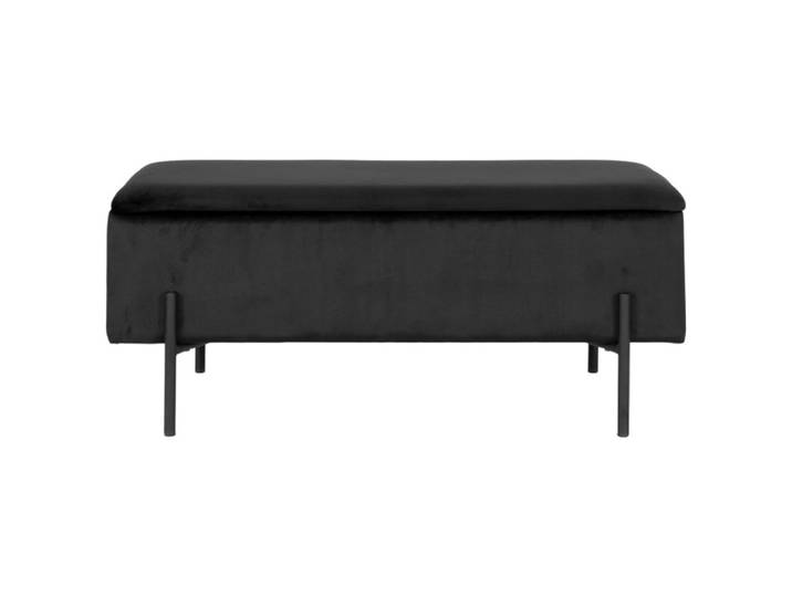 Banc avec rangement en velours noir 95 cm