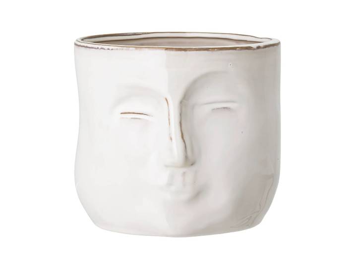 Bloomingville Pot avec visage Bloomingville 16,5x18 cm Blanc