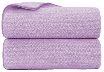 JML Highly Absorbent Chevron Fleece Bath Towel Set of 2 with Hanging Loops