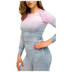 Gymhero, Damen, Sportshirt, Ombre Rushguard Langarmshirt LONG-MILKSHAKE Pink L (L), Pink