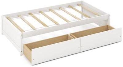 Costway Twin Size Captain Bed with 2 Drawers and Slats Support-White