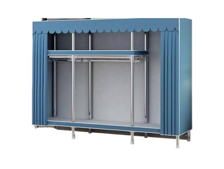 Einfacher Kleiderschrank mit Stahlrahmen, einfache Montage(Color-01-L240)