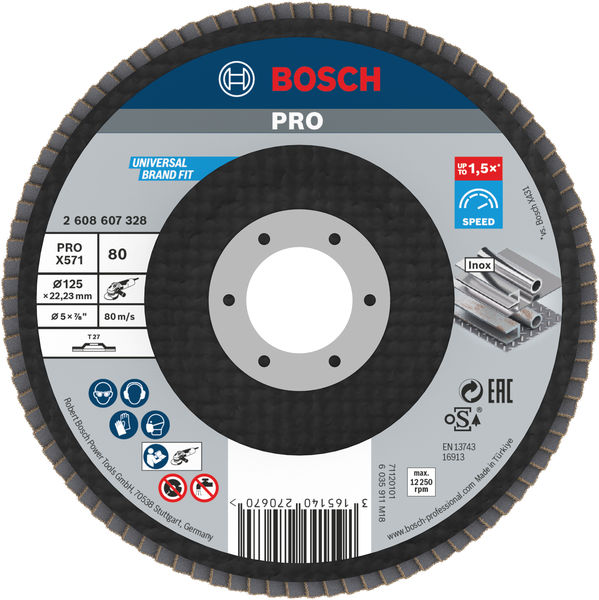 Bosch PRO X571 Fächerschleifscheibe, 125 mm, G80 2608607328