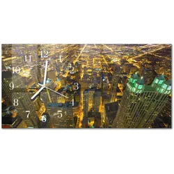 WANDUHR aus Glas 60x30 cm - Stadt bei Nacht