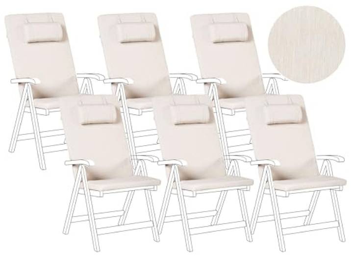 Auflagen 6er Set Stoff hellbeige mit Befestigung Java/Amantea Premium