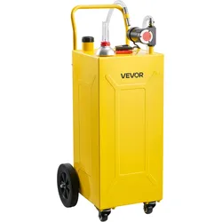 VEVOR 113,6L Kraftstofftrolley Mobile Tankanlage mit 12V Elektrischer Pumpe, Tragbare Dieseltank für Traktoren Lader Landmaschinen, Mit 4 Rollen & Ölstandsanzeige, Max. 32L/min, Kohlenstoffstahl, Gelb