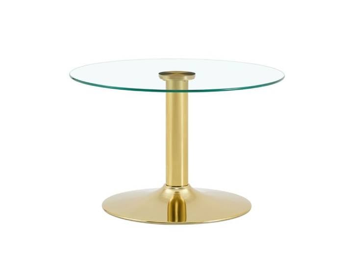 Table basse ronde en verre 70 cm or
