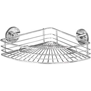 Wenko Duschablage Bari Vacuum-Loc, verchromt, mit Saugnapf, Eckablage, aus Metall, 31,5 x 8,5 cm