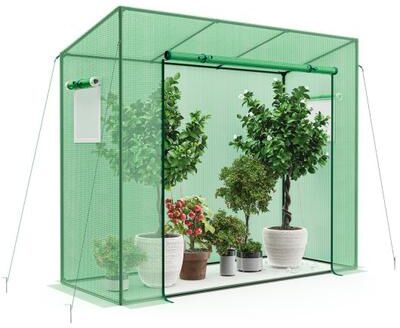 Costway Outdoor Portable Walk-in Greenhouse with PE Cover Heavy-Duty Metal Frame Roll-up Zipper Door