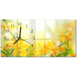 WANDUHR aus Glas 60x30 cm - Blumen