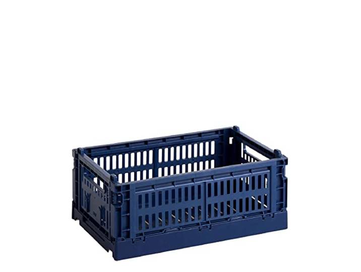 HAY Colour Crate S Boîte de transport en polypropylène recyclé Bleu foncé