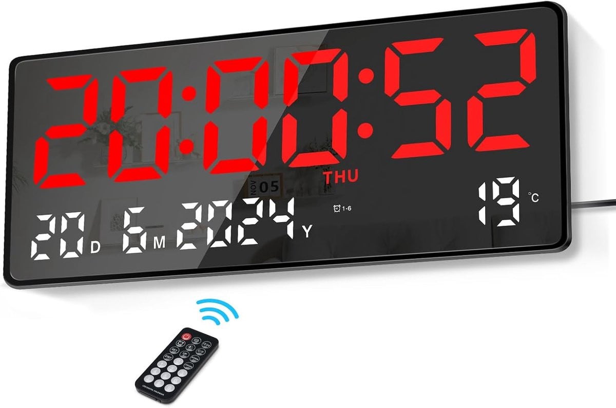 Bobypet LED Digitale Wekker - 15,5 inch - Rood