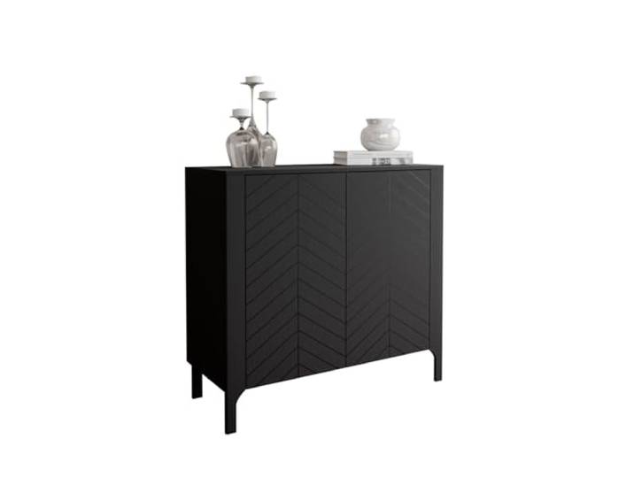Lookway Kommode LUMI 103 cm 2-türig Schwarz Fischgrät-Muster, Elegantes Sideboard, Zwei Türen, Modernes Wohnzimmermöbel