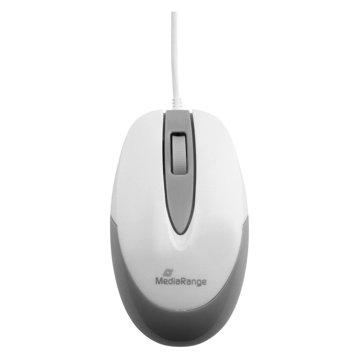 MediaRange OPTISCHE MAUS MIT KABEL MROS214 3Tasten weiss/hellgrau (Kabelgebunden) (MROS214)