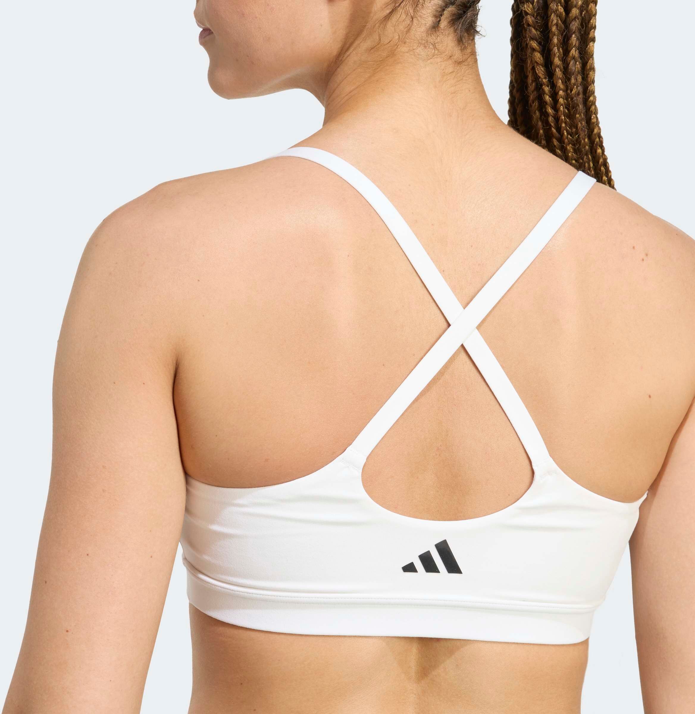 Sport-BH ADIDAS PERFORMANCE "ADIDAS ALL ME LIGHT SUPPORT SPORT-BH", Damen, Gr. XXL, N-Gr, weiss (weiß), Obermaterial: 79% Polyester, 21% Elasthan, BHs Sport-BH weiß XXL, N-Gr