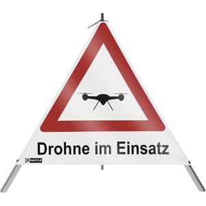 SafetyMarking Faltsignal Drohne im Einsatz, tagesleuchtend, Schenkellänge 70 cm