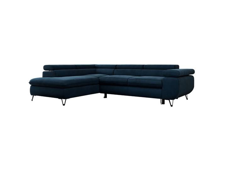 ECKSOFA PEDRO L Dunkelblau Velvet - Links Seite