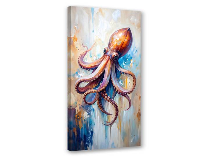 Feeby Leinwandbild Oktopus Meeresfrüchte 60x120cm, Blau, Tiere, Rechteckig, 60x120 cm, Bilder & Rahmen, Bilder, Leinwandbilder