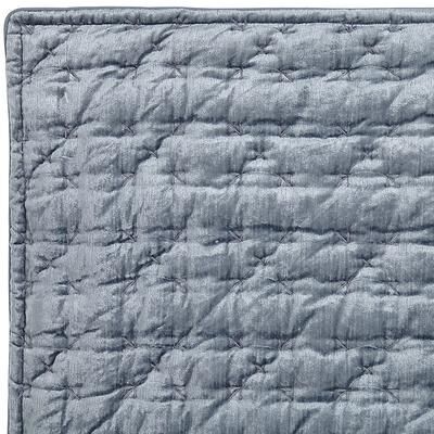 Margot Slubby Velvet Quilt - Cornflower, King - Ballard Designs