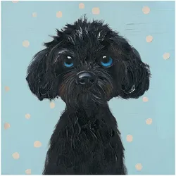 Gemälde BLACK PUPPY (BHT 40x40x3,70 cm) - blau - BHT 40x40x3,70 cm
