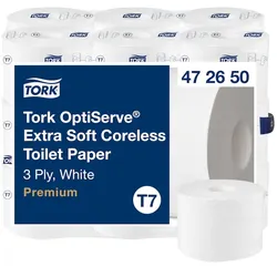 Tork OptiServe® Extra-Weiches Hülsenloses Toilettenpapier T7 3-lag.