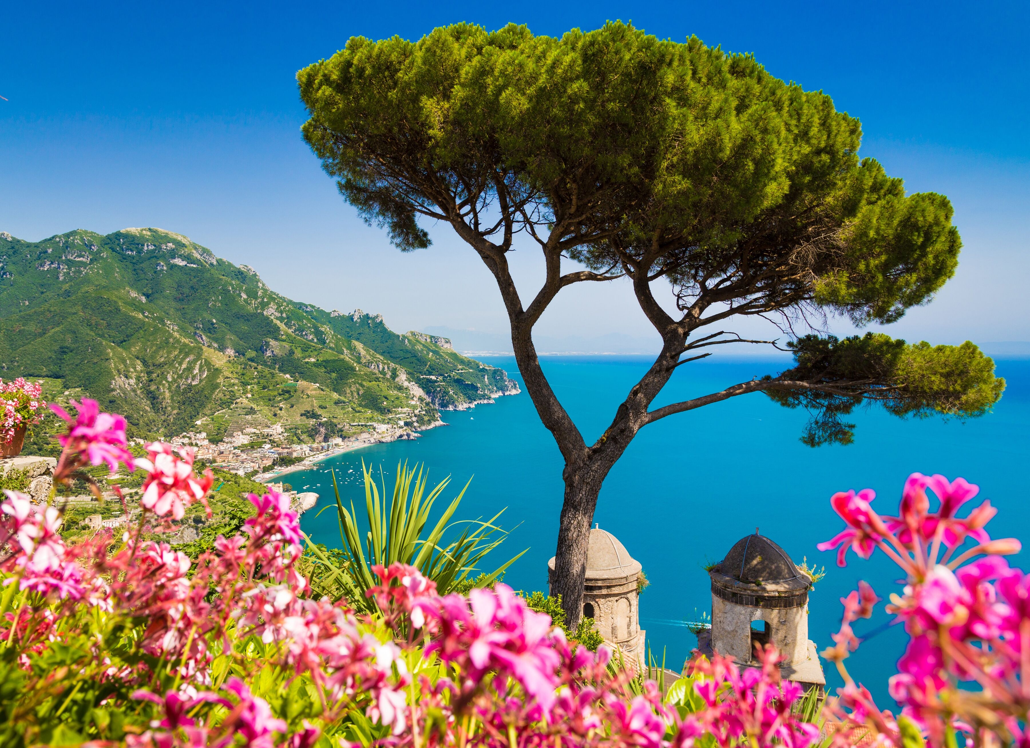 Fototapete PAPERMOON "Campania Amalfi Coast", bunt, B:3,5m L:2,6m, Vlies, Tapeten, Fototapete bunt B/L: 3,5m x 2,6m, Bahnen: 7 Stk.