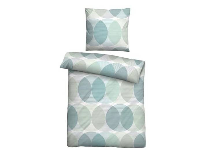 biberna Premium Tencel Bettwäsche Garnitur 135x200 cm blau 100% Lyocell pflegeleicht, glatt, temperaturregulierend Reißverschluss Sommerbettwäsche aus Eukalyptus Kreise Modell 0474493