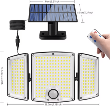 Inspire Curations 278 LED Solar Motion Sensor Wall Light With Remote Control 278led 1pcs