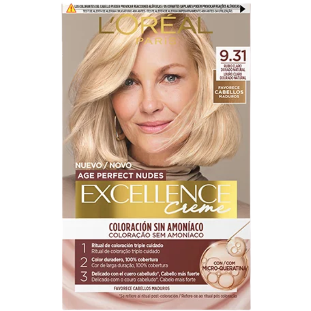 L'Oréal Paris Excellence Age Perfect Color de pelo «Nudes» 1&nbsp;un. 9.31 Natural Light Golden Blonde